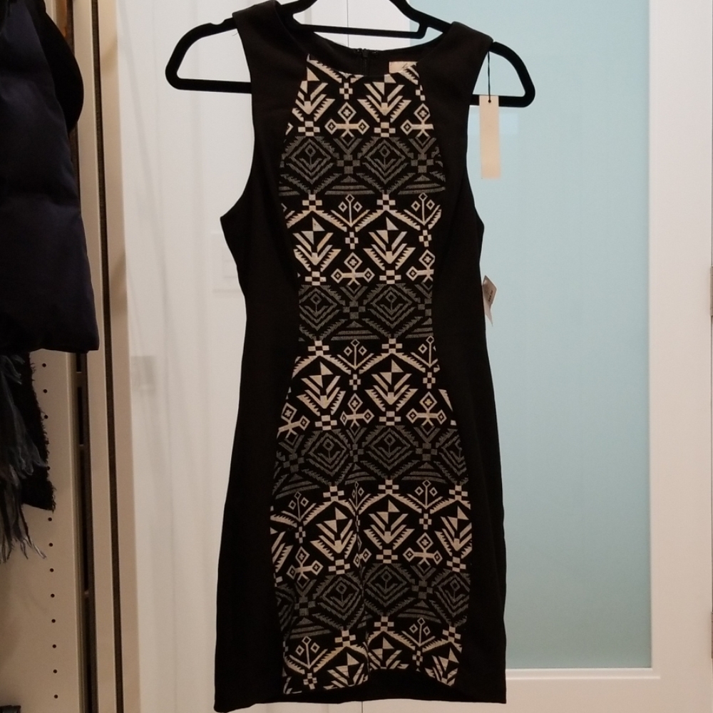 Black Mini Dress w/ Tribal Print Sz S
